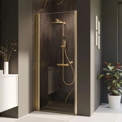 Breuer Drehtür Elana 2.0 für Nische Klarglas 200 cm x 100 cm Gold Anschlag L Breuer Drehtür Elana 2.0 für Nische Klarglas 200 cm x 100 cm Gold Anschlag L