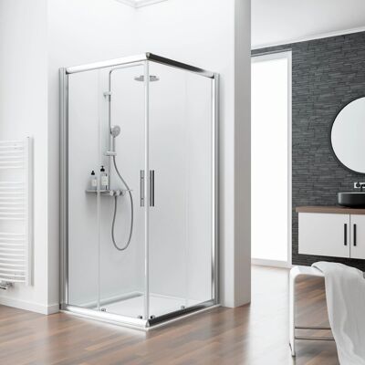 Schulte ExpressPlus Eckeinstieg Kristall/Trend Chromoptik klar hell 90x80cm Schulte ExpressPlus Eckeinstieg Kristall/Trend Chromoptik klar hell 90x80cm
