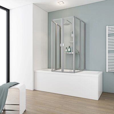 Schulte Badewannenaufsatz Kunstglas Alu Natur 2 x 104 cm x 140 cm Schulte Badewannenaufsatz Kunstglas Alu Natur 2 x 104 cm x 140 cm