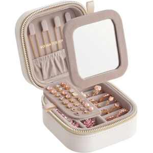 Songmics Reise-Schmuckkästchen Anah 10,5 x 10,5 x 6 cm Weiß-Beige Songmics Reise-Schmuckkästchen Anah 10,5 x 10,5 x 6 cm Weiß-Beige