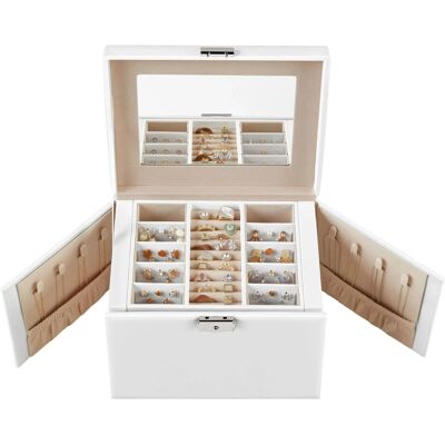 Songmics Schmuckkästchen Bridie mit 4 Ebenen Weiß-Beige Songmics Schmuckkästchen Bridie mit 4 Ebenen Weiß-Beige