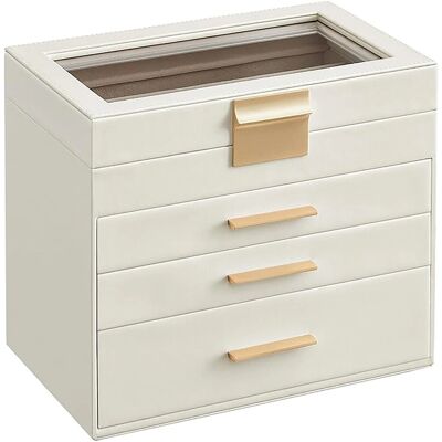 Songmics Schmuckkästchen Greeta mit Glasdeckel Weiß-Beige Songmics Schmuckkästchen Greeta mit Glasdeckel Weiß-Beige