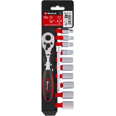 Einhell Umschaltknarren und Stecknuss-Set Ø 4 mm - 13 mm 13-teilig Einhell Umschaltknarren und Stecknuss-Set Ø 4 mm - 13 mm 13-teilig