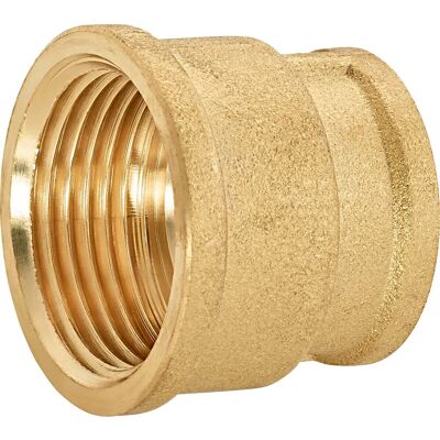 Gewinde-Reduziermuffe 24,1 mm (Rp 3/4) x 30,3 mm (Rp 1) Messing Gewinde-Reduziermuffe 24,1 mm (Rp 3/4) x 30,3 mm (Rp 1) Messing