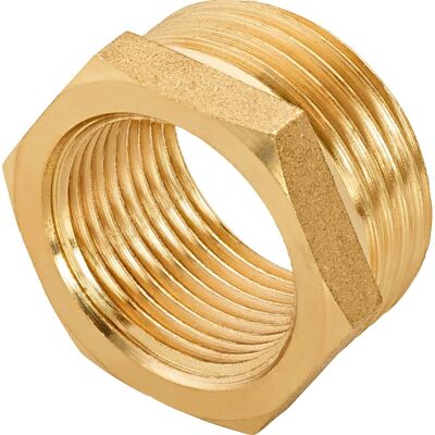 Gewinde-Reduzierstück 24,1 mm (Rp 3/4) x 33,3 mm (R 1) Messing Gewinde-Reduzierstück 24,1 mm (Rp 3/4) x 33,3 mm (R 1) Messing