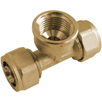 Kirchhoff T-Stück 16 mm x 24,2 mm (3/4 Zoll IG) x 16 mm Klemmfitting für MSVR Blank Kirchhoff T-Stück 16 mm x 24,2 mm (3/4 Zoll IG) x 16 mm Klemmfitting für MSVR Blank