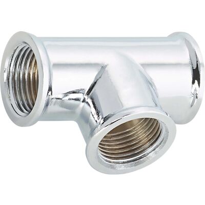 Gewinde-T-Stück 14,9 mm (Rp 3/8) Messing Verchromt Gewinde-T-Stück 14,9 mm (Rp 3/8) Messing Verchromt