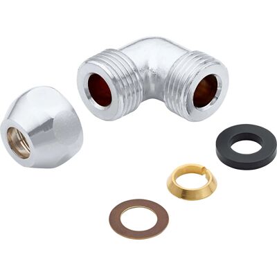 Quetschverschraubung Ø 10 mm Winkel 21 mm (R 1/2) Quetschverschraubung Ø 10 mm Winkel 21 mm (R 1/2)