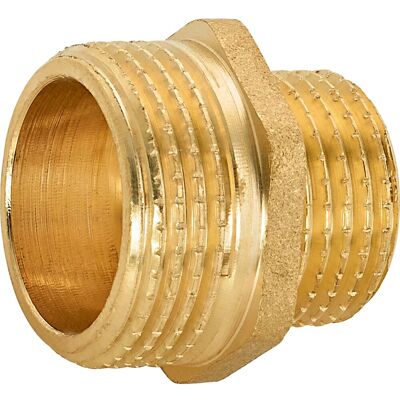 Gewinde-Reduziernippel 26,4 mm (R 3/4) x 33,3 mm (R 1) Messing Gewinde-Reduziernippel 26,4 mm (R 3/4) x 33,3 mm (R 1) Messing