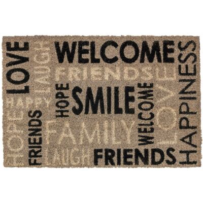 Astra Türmatte Coco Style 40 cm x 60 cm Schriftzüge Grau-Braun Astra Türmatte Coco Style 40 cm x 60 cm Schriftzüge Grau-Braun