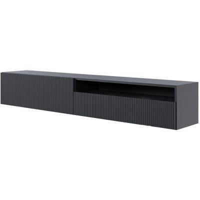 Selsey TV-Hängeboard Veldio mit Lamellenfront und Offenem Fach 175 cm Schwarz Selsey TV-Hängeboard Veldio mit Lamellenfront und Offenem Fach 175 cm Schwarz