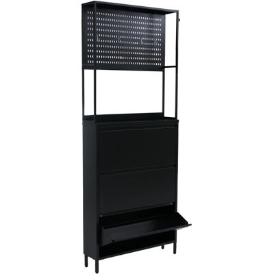 MCW Schuhschrank O86 3 Kippfächer Ablage Haken Metall 201x80x20cm Schwarz MCW Schuhschrank O86 3 Kippfächer Ablage Haken Metall 201x80x20cm Schwarz