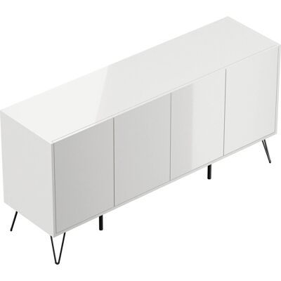 Posseik Sideboard Industrial H Stehend 4 Türen 155 cm Weiß Hochglanz Posseik Sideboard Industrial H Stehend 4 Türen 155 cm Weiß Hochglanz