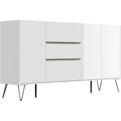 Posseik Sideboard Industrial Q 3 Schubladen 3 Türen 180 cm Weiß Eiche Top Posseik Sideboard Industrial Q 3 Schubladen 3 Türen 180 cm Weiß Eiche Top
