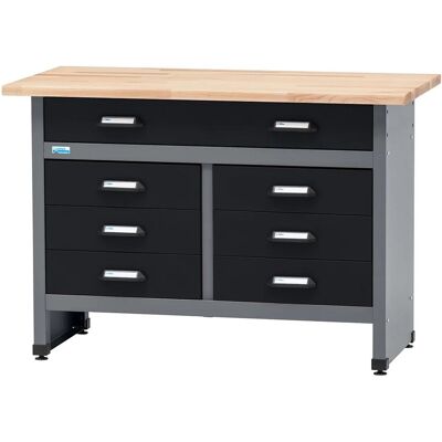Küpper Werkbank mit 7 Schubladen 84 x 120 x 60 cm Schwarz-Hellgrau Küpper Werkbank mit 7 Schubladen 84 x 120 x 60 cm Schwarz-Hellgrau