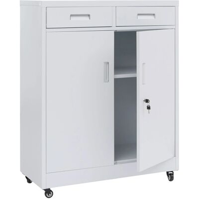 MCW Aktenschrank O89 Rollen Türen Schubladen Abschließbar Metall 116x90x40cm Weiß MCW Aktenschrank O89 Rollen Türen Schubladen Abschließbar Metall 116x90x40cm Weiß
