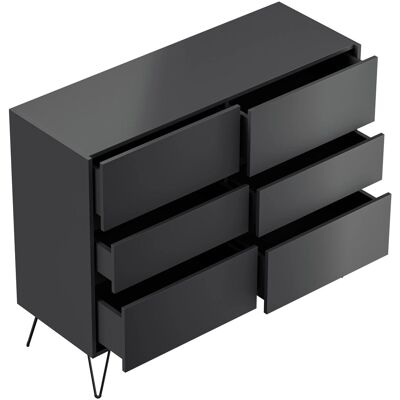 Posseik Sideboard Industrial M 6 Schubladen 120 cm Grafit Posseik Sideboard Industrial M 6 Schubladen 120 cm Grafit