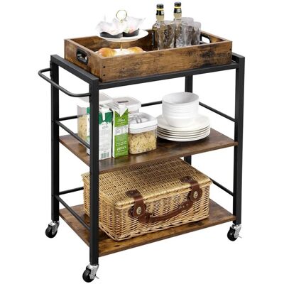 Vasagle Küchenwagen mit Abnehmbarem Tablett 40 cm x 72 cm x 86 cm Braun-Schwarz Vasagle Küchenwagen mit Abnehmbarem Tablett 40 cm x 72 cm x 86 cm Braun-Schwarz