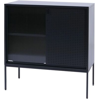 MCW Kommode O90 Industrial Staufächer Schiebetüren Metall 85x80x45cm Schwarz MCW Kommode O90 Industrial Staufächer Schiebetüren Metall 85x80x45cm Schwarz