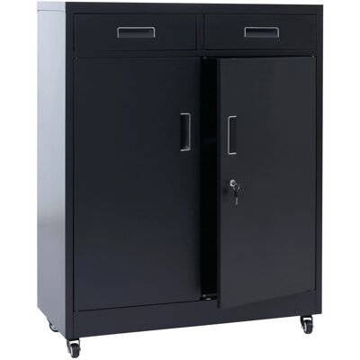 MCW Aktenschrank O89 Rollen Türen Schubladen Abschließbar Metall 116x90x40cm Schwarz MCW Aktenschrank O89 Rollen Türen Schubladen Abschließbar Metall 116x90x40cm Schwarz