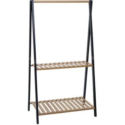 MCW Bambus Pflanzenregal Q32 Stange 2 Ablagen 130x70x44cm Natur-Schwarz MCW Bambus Pflanzenregal Q32 Stange 2 Ablagen 130x70x44cm Natur-Schwarz