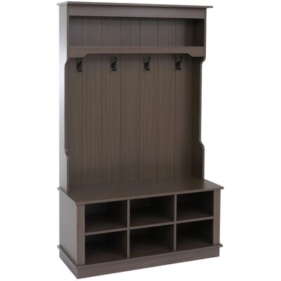 MCW Garderobe P26 4 Haken Staufach Ablage Melamin 170x100x39cm Walnuss-Optik MCW Garderobe P26 4 Haken Staufach Ablage Melamin 170x100x39cm Walnuss-Optik