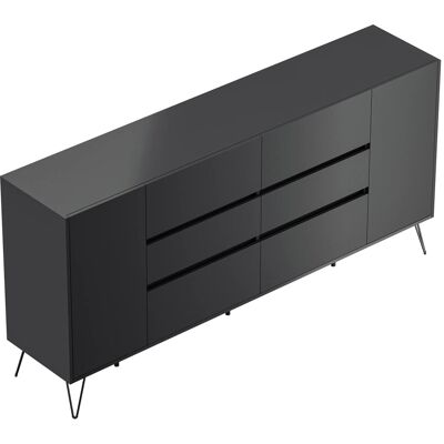 Posseik Sideboard Industrial R 6 Schubladen 2 Türen 200 cm Grafit Posseik Sideboard Industrial R 6 Schubladen 2 Türen 200 cm Grafit