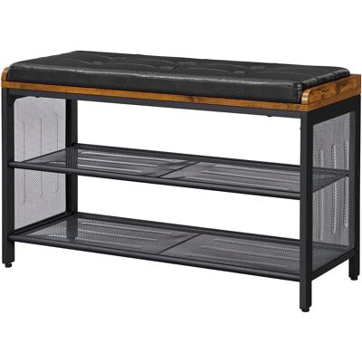 Songmics Schuhbank Dacey mit Kissen 80 x 30 x 48 cm Schwarz-Braun Songmics Schuhbank Dacey mit Kissen 80 x 30 x 48 cm Schwarz-Braun