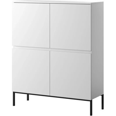 Selsey Highboard Bemmi 100 cm Hoch Weiß mit Schwarzen Beinen Selsey Highboard Bemmi 100 cm Hoch Weiß mit Schwarzen Beinen