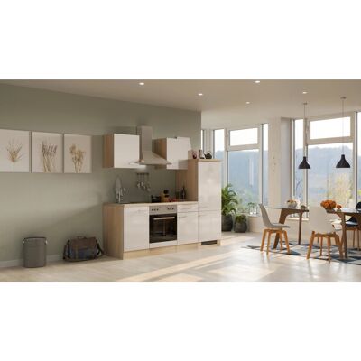 FlexWell Exclusiv Flex-Well Exclusiv Küchenzeile Orlando 220 cm Kaschmir Glanz - Sonoma Eiche FlexWell Exclusiv Flex-Well Exclusiv Küchenzeile Orlando 220 cm Kaschmir Glanz - Sonoma Eiche