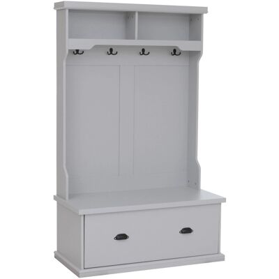 MCW Garderobe P27 4 Haken Staufach Ablage Melamin 163x100x47cm Hellgrau MCW Garderobe P27 4 Haken Staufach Ablage Melamin 163x100x47cm Hellgrau
