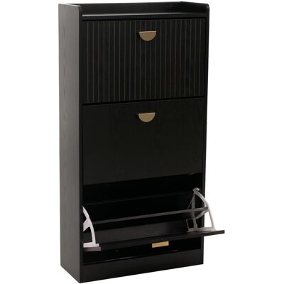 MCW Schuhschrank O39 MDF Melamin Metall 117x60x24cm Holzoptik Schwarz MCW Schuhschrank O39 MDF Melamin Metall 117x60x24cm Holzoptik Schwarz