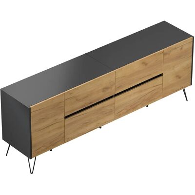 Posseik Sideboard Industrial J 4 Schubladen 2 Türen 200 cm Grafit Eiche Front Posseik Sideboard Industrial J 4 Schubladen 2 Türen 200 cm Grafit Eiche Front