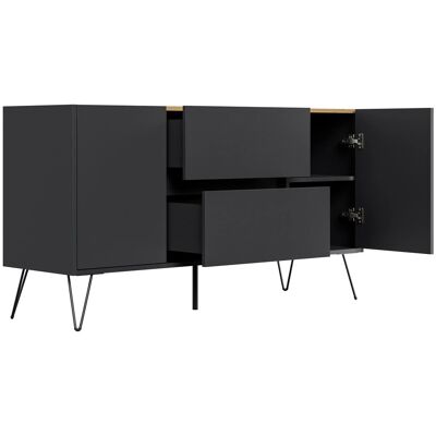 Posseik Sideboard Industrial F 2 Schubladen 2 Türen 140 cm Grafit Eiche Top Posseik Sideboard Industrial F 2 Schubladen 2 Türen 140 cm Grafit Eiche Top