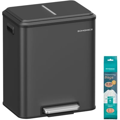 Songmics Mülleimer Punkool 2 Fächer x 15 l Schwarz Songmics Mülleimer Punkool 2 Fächer x 15 l Schwarz