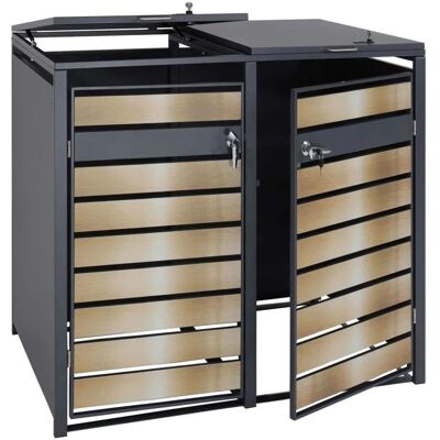 MCW 2er Mülltonnenverkleidung J81 Gold 117x132x80cm MCW 2er Mülltonnenverkleidung J81 Gold 117x132x80cm
