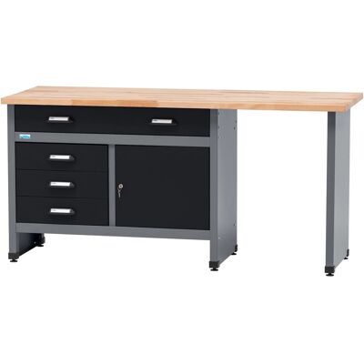 Küpper Werkbank Eintürig mit 4 Schubladen 84 x 170 x 60 cm Schwarz-Hellgrau Küpper Werkbank Eintürig mit 4 Schubladen 84 x 170 x 60 cm Schwarz-Hellgrau