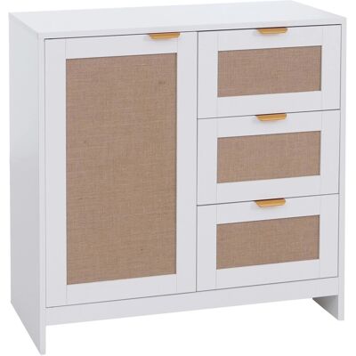 MCW Kommode P50 Schubladen Staufach MDF Melamin Leinenfront Weiß MCW Kommode P50 Schubladen Staufach MDF Melamin Leinenfront Weiß