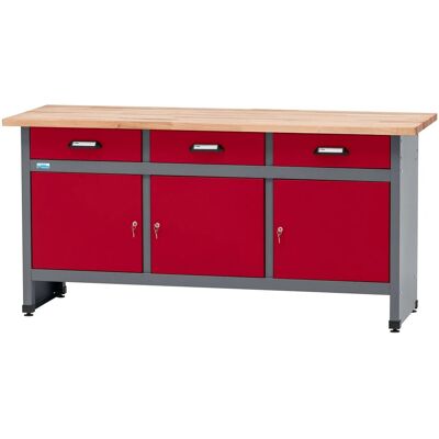 Küpper Werkbank m. 3 Türen & 3 Schubladen 84 x 170 x 60 cm Dunkelrot Küpper Werkbank m. 3 Türen & 3 Schubladen 84 x 170 x 60 cm Dunkelrot