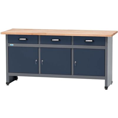 Küpper Werkbank m. 3 Türen & 3 Schubladen 84 x 170 x 60 cm Dunkelblau Küpper Werkbank m. 3 Türen & 3 Schubladen 84 x 170 x 60 cm Dunkelblau
