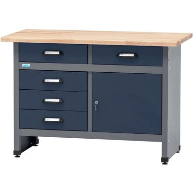 Küpper Werkbank Eintürig mit 5 Schubladen 84 x 120 x 60 cm Dunkelblau Küpper Werkbank Eintürig mit 5 Schubladen 84 x 120 x 60 cm Dunkelblau