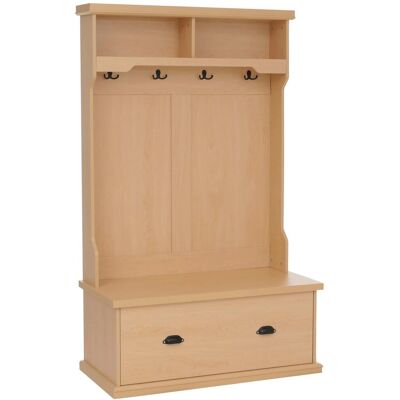 MCW Garderobe P27 4 Haken Staufach Ablage Melamin 163x100x47cm Natur MCW Garderobe P27 4 Haken Staufach Ablage Melamin 163x100x47cm Natur