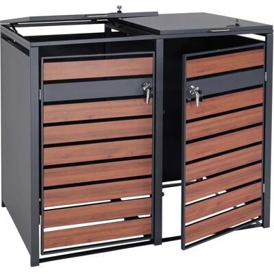 MCW 2er-Mülltonnenverkleidung J81 Kirsche-Holzoptik Dunkelbraun 117x142x98cm MCW 2er-Mülltonnenverkleidung J81 Kirsche-Holzoptik Dunkelbraun 117x142x98cm