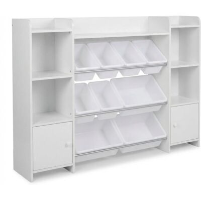 Relaxdays Kinderregal Holzwerkstoff Kunststoff Weiß Mit 8 Boxen 94 cm x 139 cm x 30 cm, 22,4 kg Relaxdays Kinderregal Holzwerkstoff Kunststoff Weiß Mit 8 Boxen 94 cm x 139 cm x 30 cm, 22,4 kg