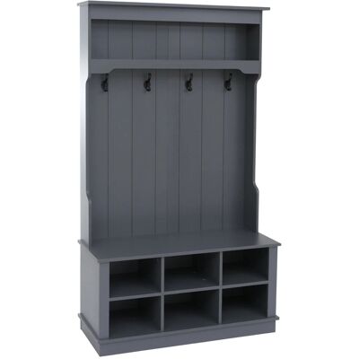 MCW Garderobe P26 4 Haken Staufach Ablage Melamin 170x100x39cm Dunkelgrau MCW Garderobe P26 4 Haken Staufach Ablage Melamin 170x100x39cm Dunkelgrau