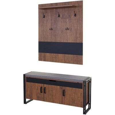 MCW Garderobe mit Kleiderhaken - Sitzbank und Schrank MCW Garderobe mit Kleiderhaken - Sitzbank und Schrank