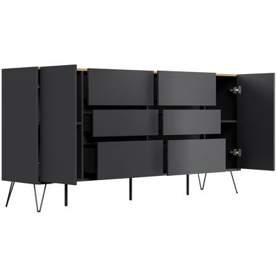 Posseik Sideboard Industrial R 6 Schubladen 2 Türen 200 cm Grafit Eiche Top Posseik Sideboard Industrial R 6 Schubladen 2 Türen 200 cm Grafit Eiche Top