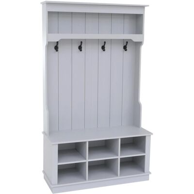 MCW Garderobe P26 4 Haken Staufach Ablage Melamin 170x100x39cm Hellgrau MCW Garderobe P26 4 Haken Staufach Ablage Melamin 170x100x39cm Hellgrau