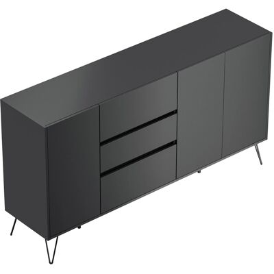 Posseik Sideboard Industrial Q 3 Schubladen 3 Türen 180 cm Grafit Posseik Sideboard Industrial Q 3 Schubladen 3 Türen 180 cm Grafit