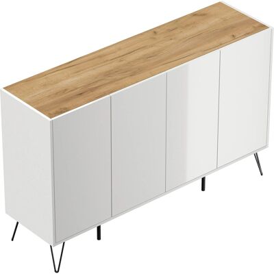 Posseik Sideboard Industrial P 4 Schubladen 4 Türen 155 cm Weiß Eiche Top Posseik Sideboard Industrial P 4 Schubladen 4 Türen 155 cm Weiß Eiche Top